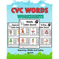 CVC Words Worksheets: CVC Words Workbook For Beginning, Middle And Ending Sounds, Phonics Worksheet Book