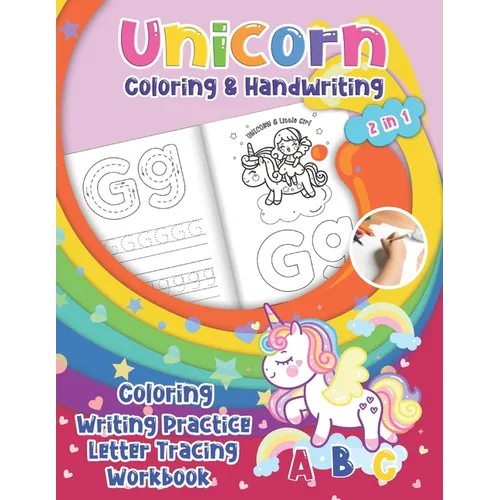 Unicorn Coloring & Handwriting 2 in 1 Coloring Writing Practice letter tracing Workbook: Tracing Alphabet for Preschoolers & Kids ages 3-5 - learning
