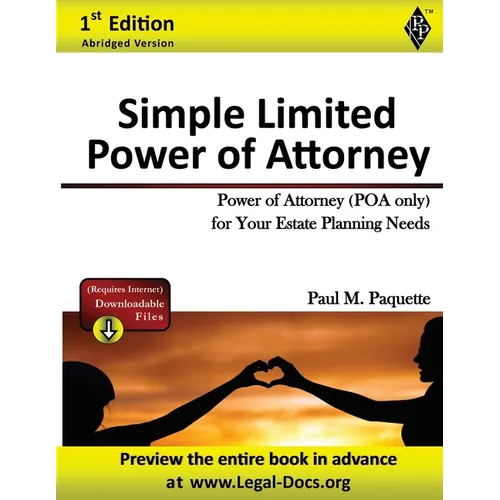 Simple Power of Attorney: Fillable Power of Attorney (POA Only) For Your Estate Planning Needs