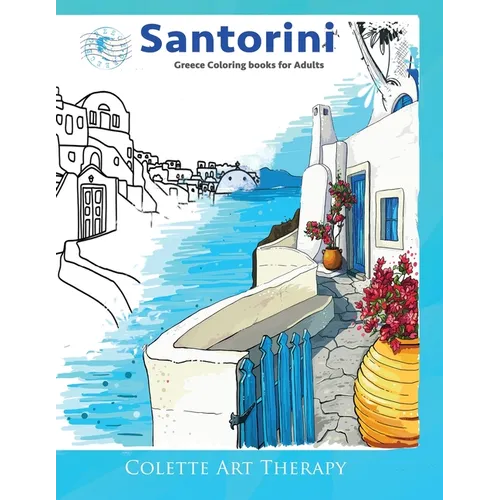 Santorini Greece coloring books for adults.