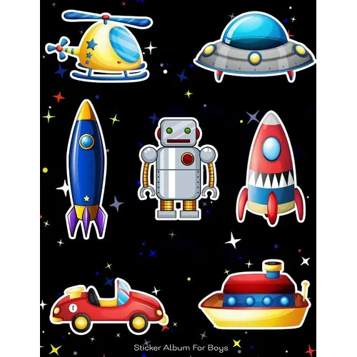 Sticker Album For Boys: 100 Plus Pages For PERMANENT Sticker Collection, Activity Book For Boys, Black - 8.5 by 11