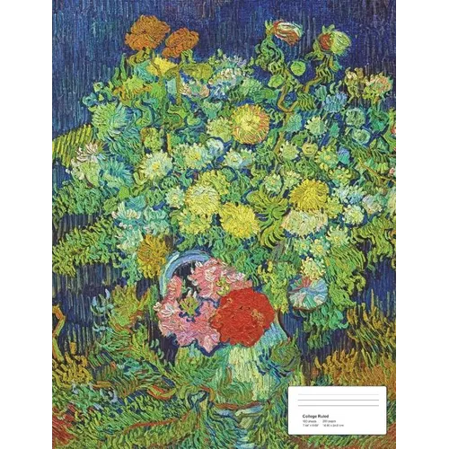 Vintage Flower Painting on Blue